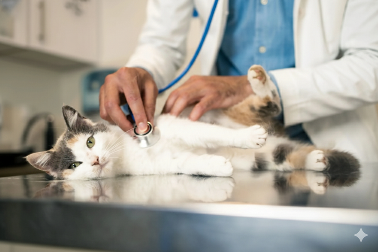 Gato durante una revisión veterinaria
